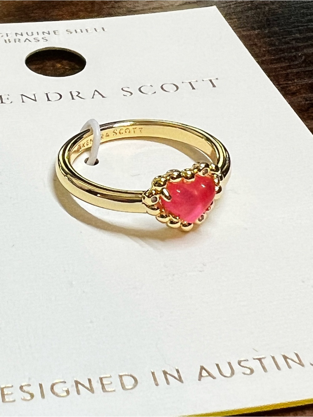 Kendra Scott Gold Heart Ring with Pink Stone